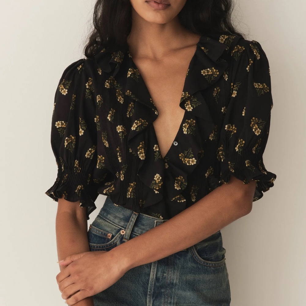 Doen Henri blouse in buttercup bouquet new